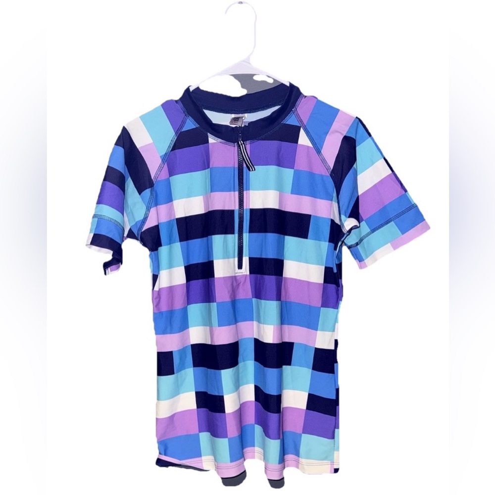 LIME RICKI Swimwear Kids XXL Short-Sleeve Zippered Rash Guard Top
